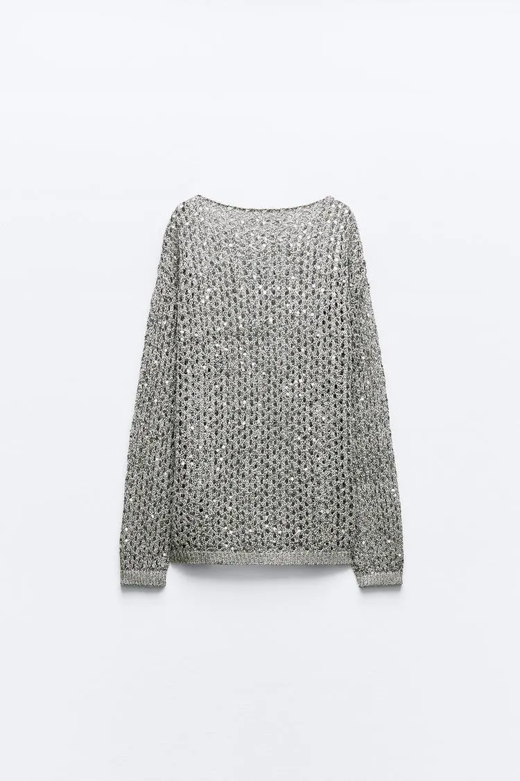 ZARA  |Casual Style Long Sleeves With Jewels Elegant Style